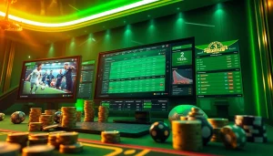Experience the excitement of situs bola online with a vibrant digital betting interface and casino elements.