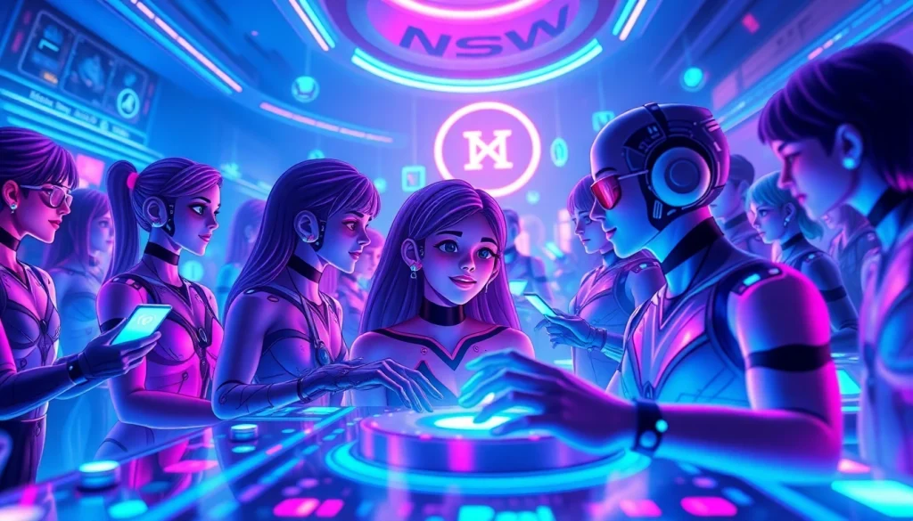 Engaging NSFW character AI avatars in a vibrant digital landscape showcasing their playful interactions.