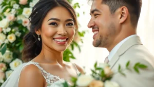 Capturing beautiful wedding photography of a joyful couple in a romantic garden setting.