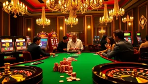 Vivez l'excitation du casino en ligne français avec des joueurs de poker à une table haut de gamme.